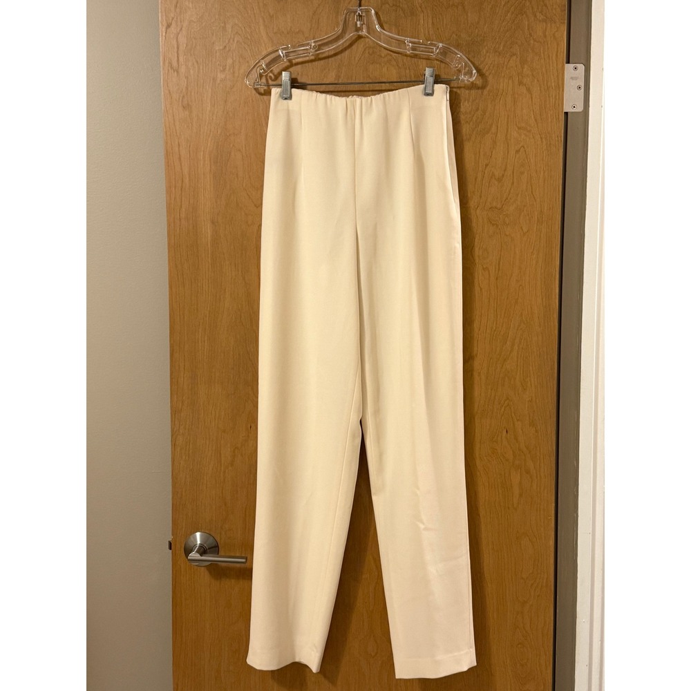 Lafayette 148 New York Cream 100% Wool Straight Leg Trousers Size 6 Made in USA